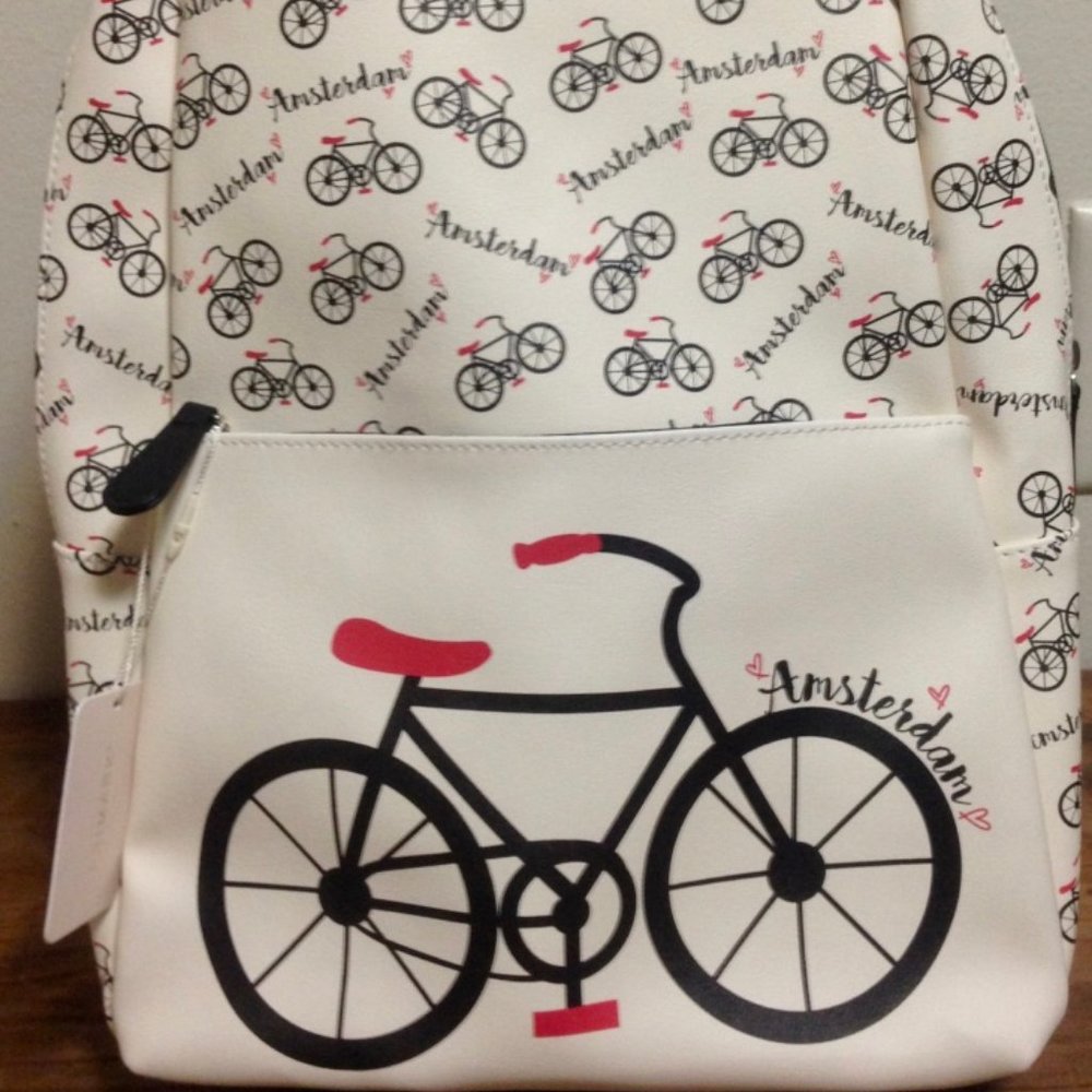 Amsterdam Bicycle Print Backpack